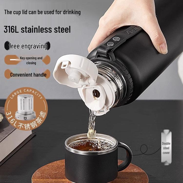 Men's Large Stainless Steel Insulated Mug, 2023 Edition - Portable Tea & Water Kettle Cup.