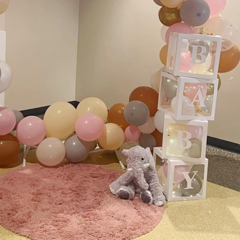 Transparent Balloon Box Party Transparent Balloon Box 4 Pieces White Alphanumeric Set Decoration Supplies Birthday Decoration Background Recital