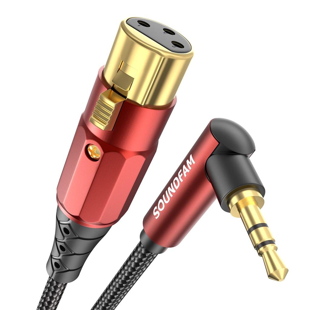 SOUNDFAM 90-Degree 3.5mm to XLR (Female) Microphone Cable, Unbalanced 90° 3.5mm to XLR (Female) Microphone Cable, 90-Degree 3.5mm (18 inch) Stereo