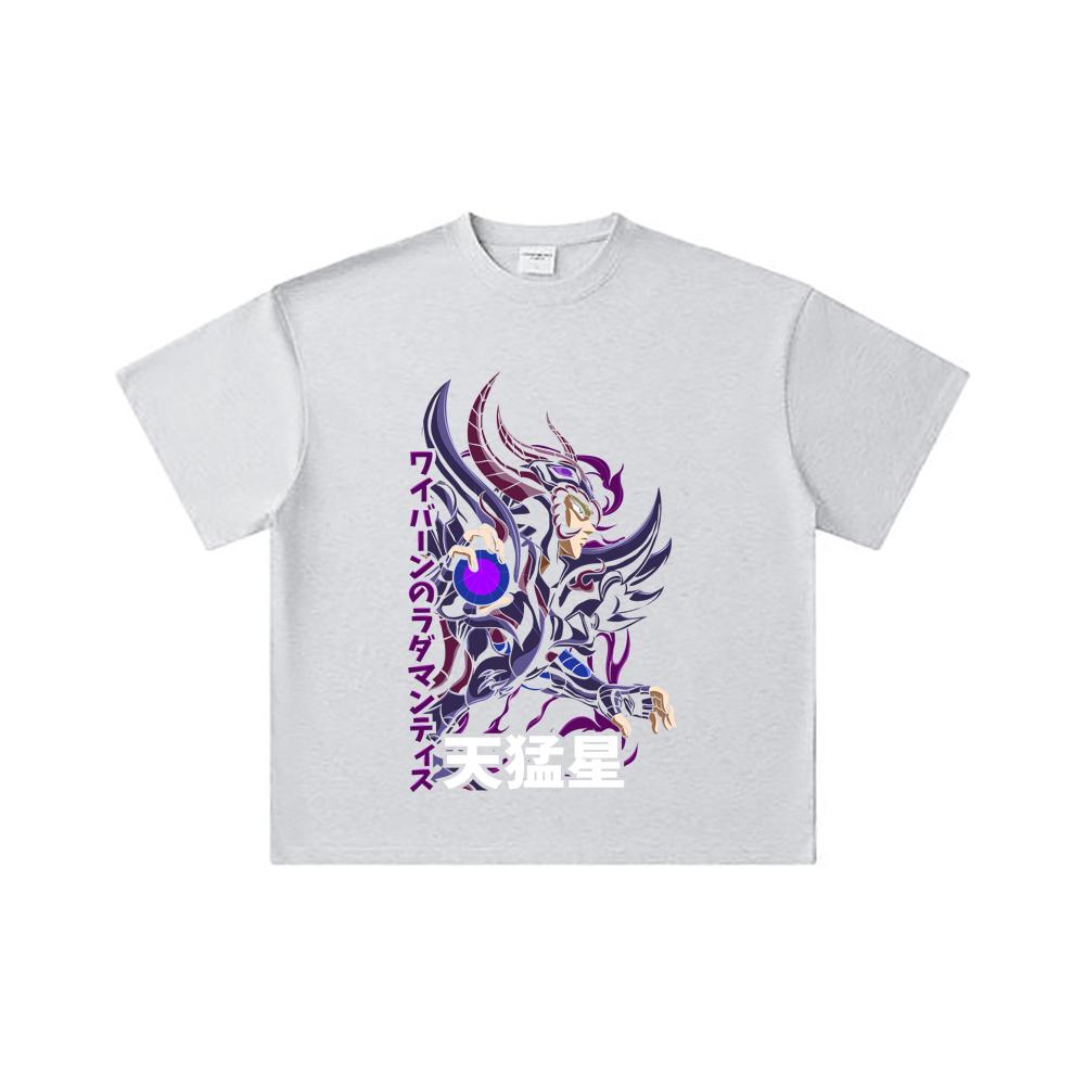 260 GSM Double Yarn 32 Count 100% Cotton Saint Seiya V18 Rhadamanthys Print Unisex Heavy Cotton T Shirt