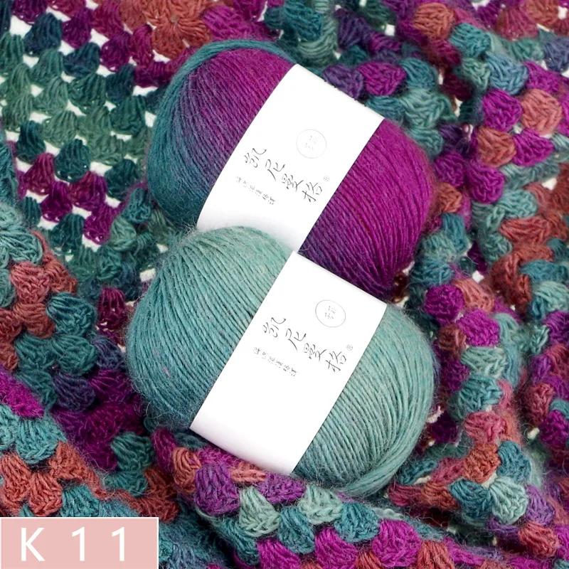 50g/Knäuel Regenbogen Baumwollgarn und Leinen Farbverlauf Handhäkeln Langabschnitt gefärbt Hand DIY Häkeln Schal Schal Zopfgarn Faden