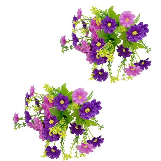 2 Stück künstliche Gänseblümchen, Strauß, realistische Kunstblumen, Sträucher, Grünpflanzen aus Kunststoff, Ganzjahres-Kunstblumen für die Innenvase, den Außenbereich, Garten, Veranda, Fensterkasten