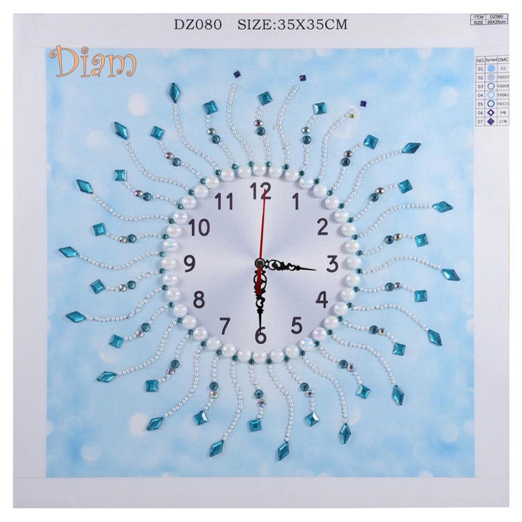 Hara 35x35cm Wall Clock Cross Stitch DIY Partial Multi-shaped Diamond Painting Decor