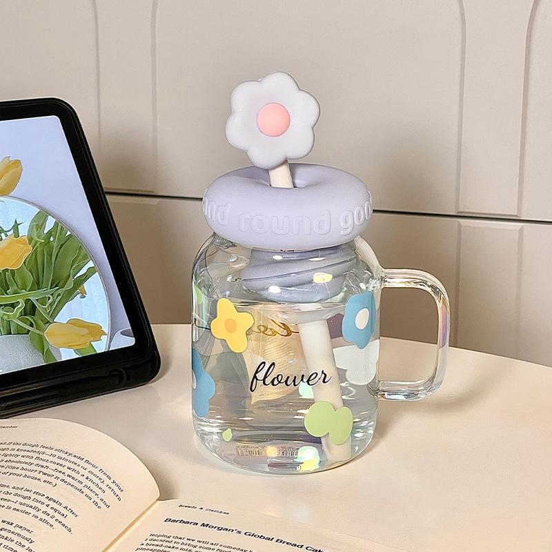 Water cup Large capacity glass High temperature resistant girls High value straw Tea separation cup New water cup