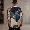 Men Plus Size Round Neck Long Sleeve Printed T Shirt White Blue Khaki Casual Pullover Straight Hem