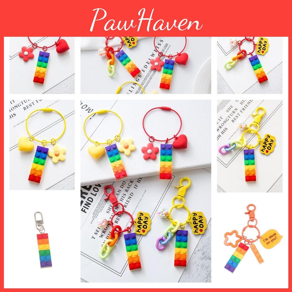 Rainbow Bell Building Blocks Keychain Decoration For Bags And Cars