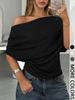 Summer Womens T Shirt With Modale Fabric Short Sleeve One Shoulder Casual Style For Daily Wear