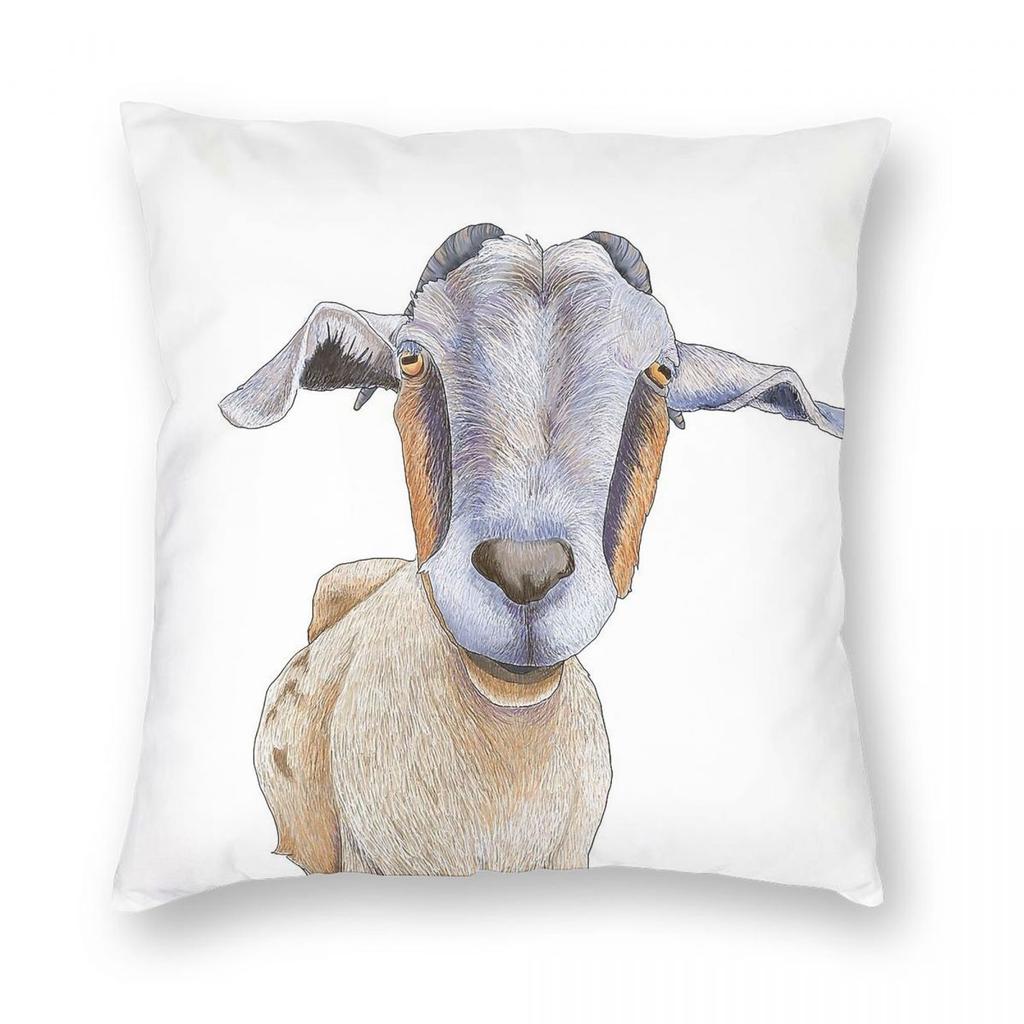 Nibbles The Goat Animal Square Pillowcase Polyester Linen Velvet Printed Zip Decorative Pillow Case Home Cushion Cover