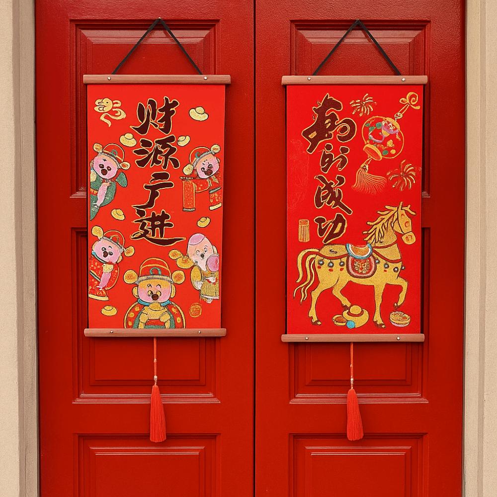 Chinese Style Chinese New Year Decoration Cartoon New Year Door Couplet Blessing Pendant  Wall