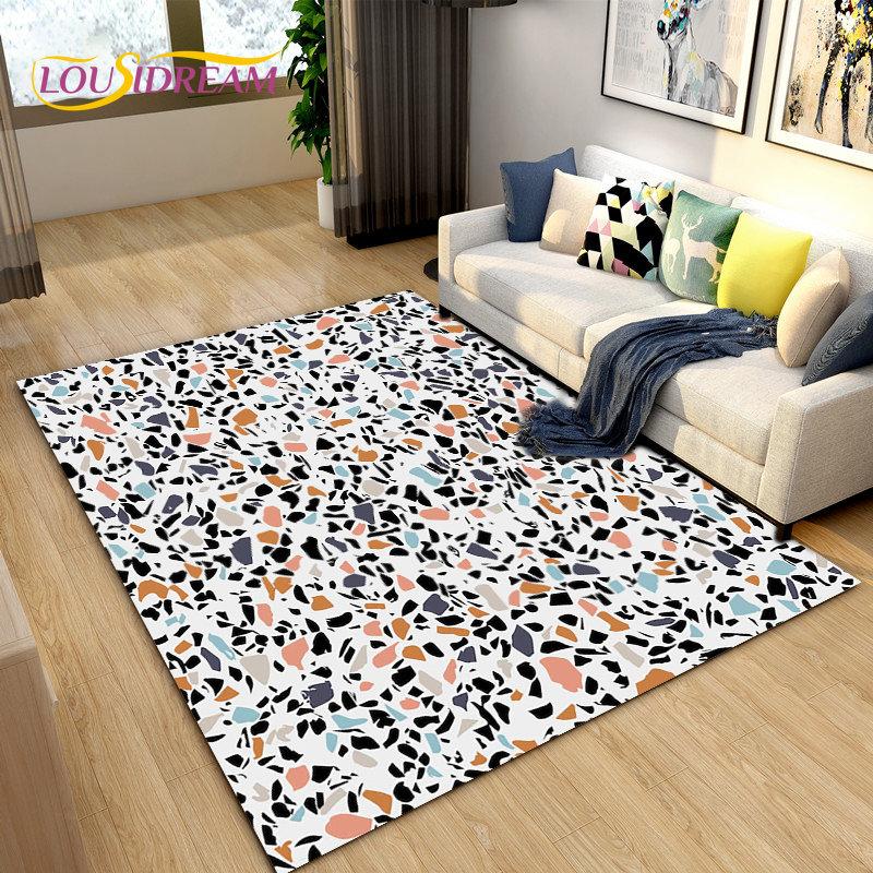 3D Crushed Stone Path Colour Gravel Area Rug Large,Carpet Rug for Living Room Bedroom Sofa Doormat Decoration,Non-slip Floor Mat