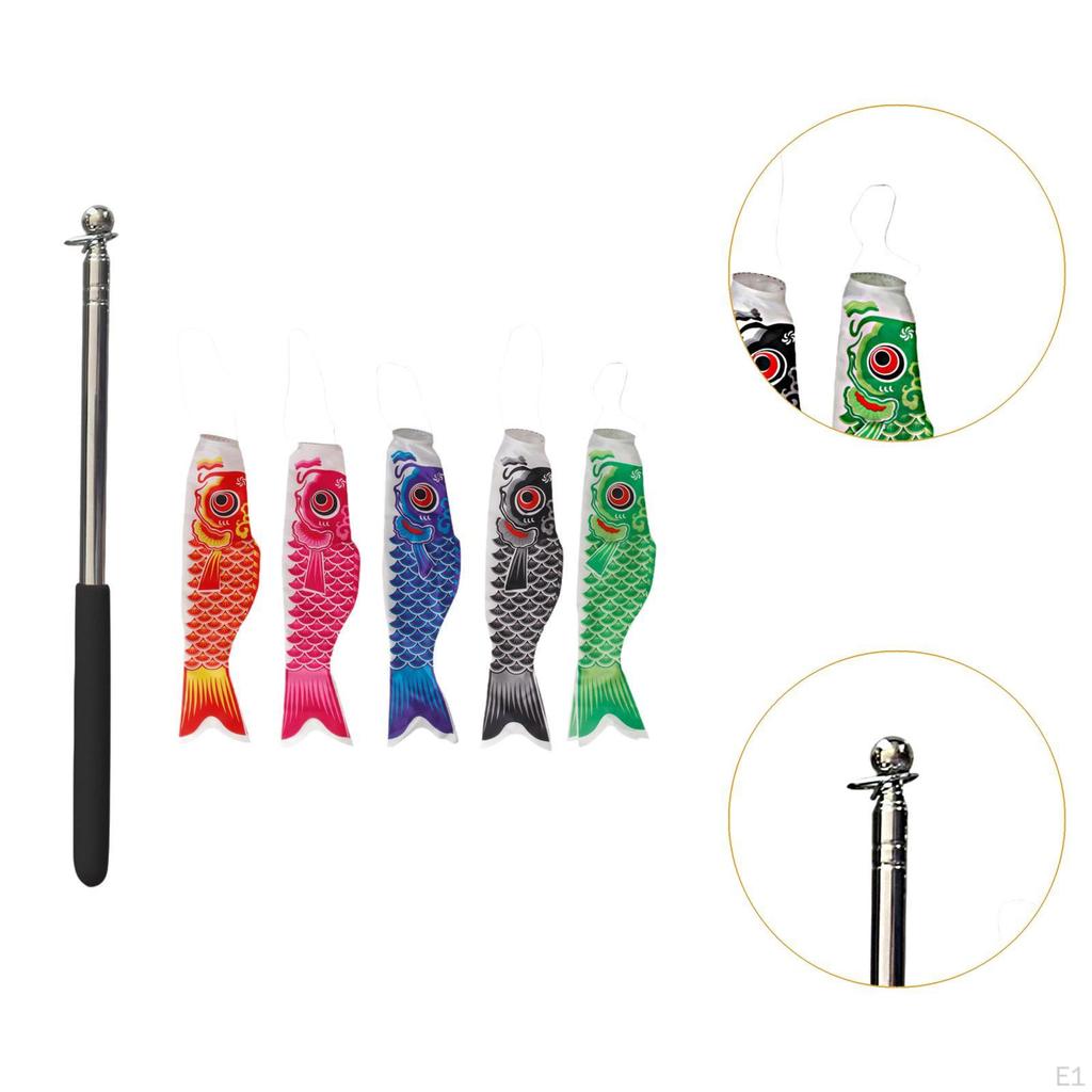 5 Pieces Japanese Carp Flags Garden Fish Flag Kite Windsock Streamer for