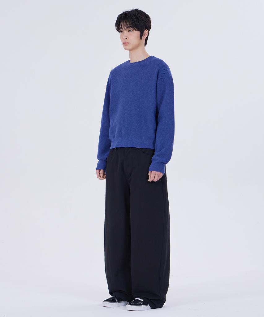 GLW Essential Round Neck Crop Knit Blue