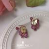 Grape bunch earrings ~ 925 silver needle plating 14K niche design hand-made summer temperament sweet earrings ins jewelry