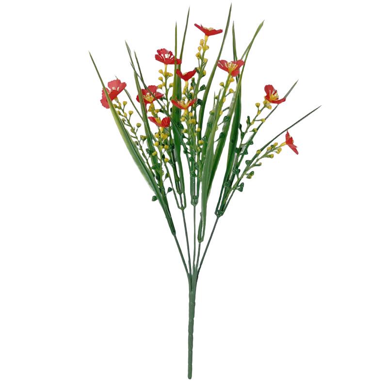 Artificial Spring Grass & Daisies with Fruit for Table, Windowsill, Porch & Outdoor Decor
