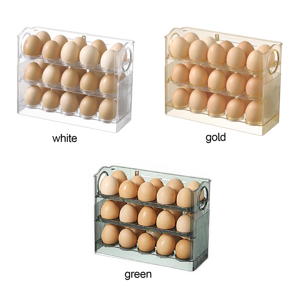 Fridge Egg Holder 26x20.2x10cm 30 Eggs Storage Container for Refrigerator Side Door Green