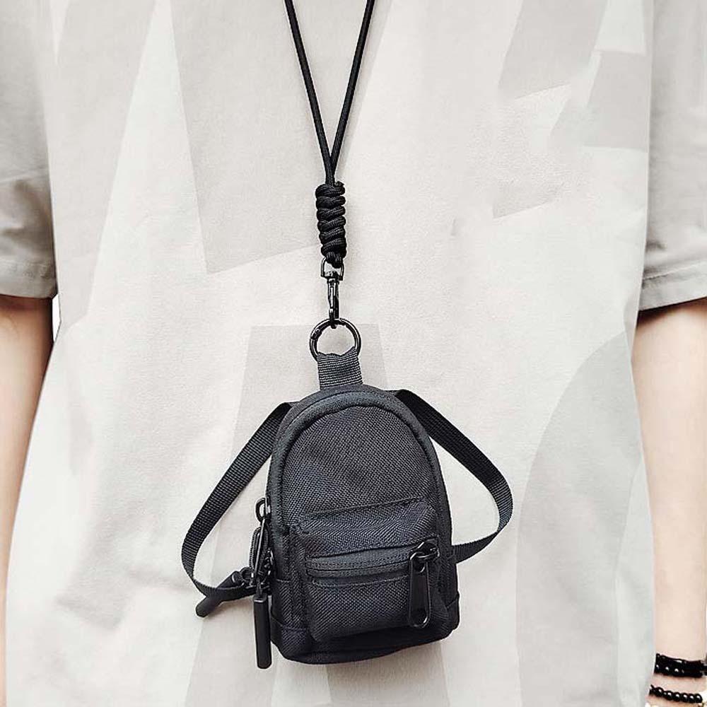 Square Oxford Cloth Mini Wallet Zipper Bag Small Card Holder Hanging Neck Coin Purse  Cycling