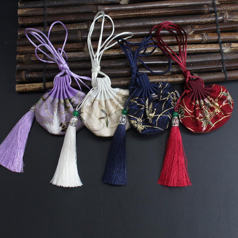 Chinese Valentine's Day Sachet, Ancient-Style Embroidered Pouch, Gift for Girlfriend, Handmade Tassel Sachet, Hanfu Portable Fragrance Bag