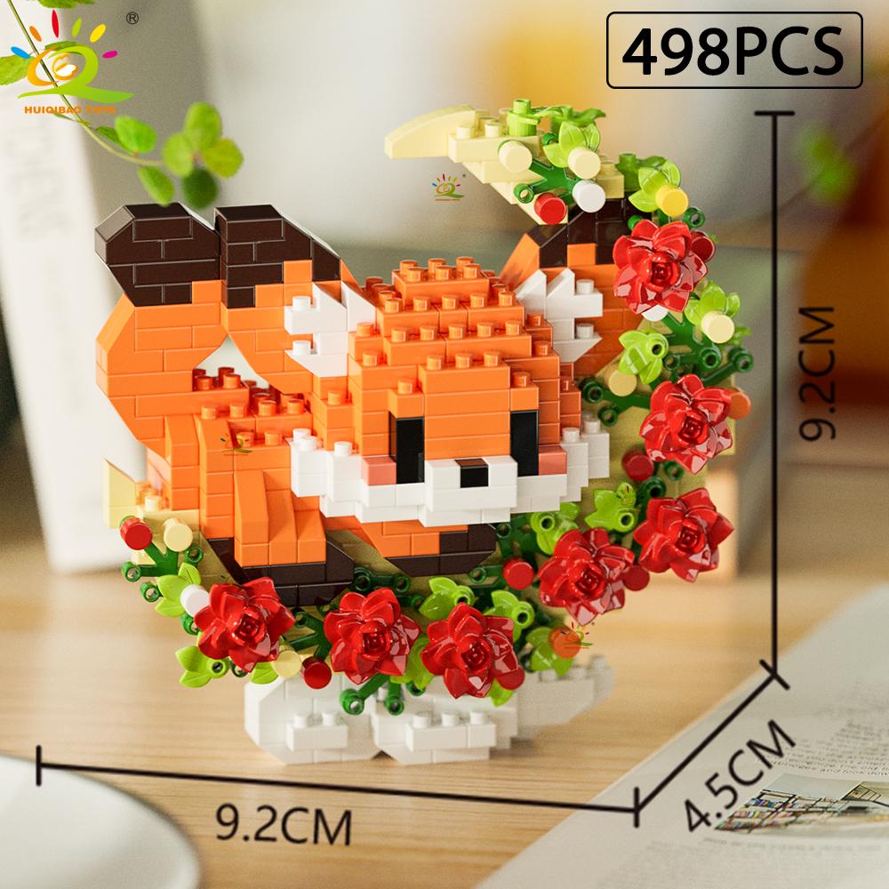 MOC Flower Animal Micro Building Block Mini 3D Diamond Model Brick DIY Construction Toy for Children Desk Decoration
