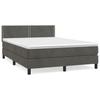 Box Spring Bed with Mattress Dark Gray 140 x 190 cm Velvet