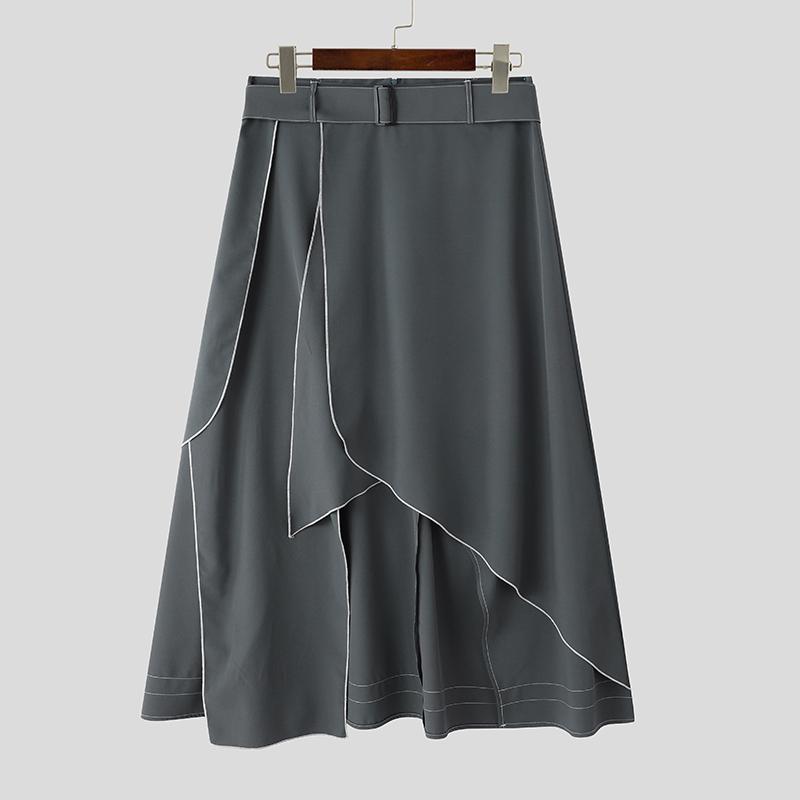 

INCERUN Мужские юбки с высокой талией, оборками и нерегулярным подолом 5XL серый