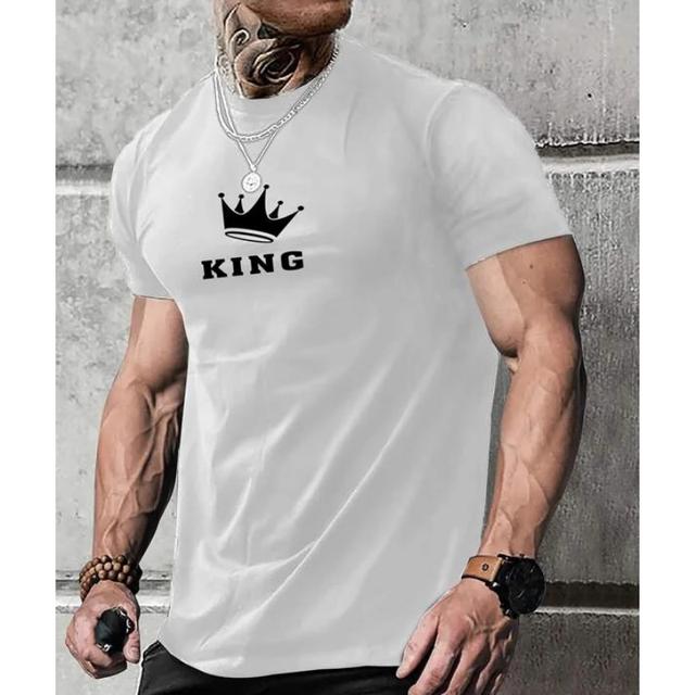 Summer Round Neck 3D King Printed Top Fashionable Casual Short Sleeved Men's T-shirts