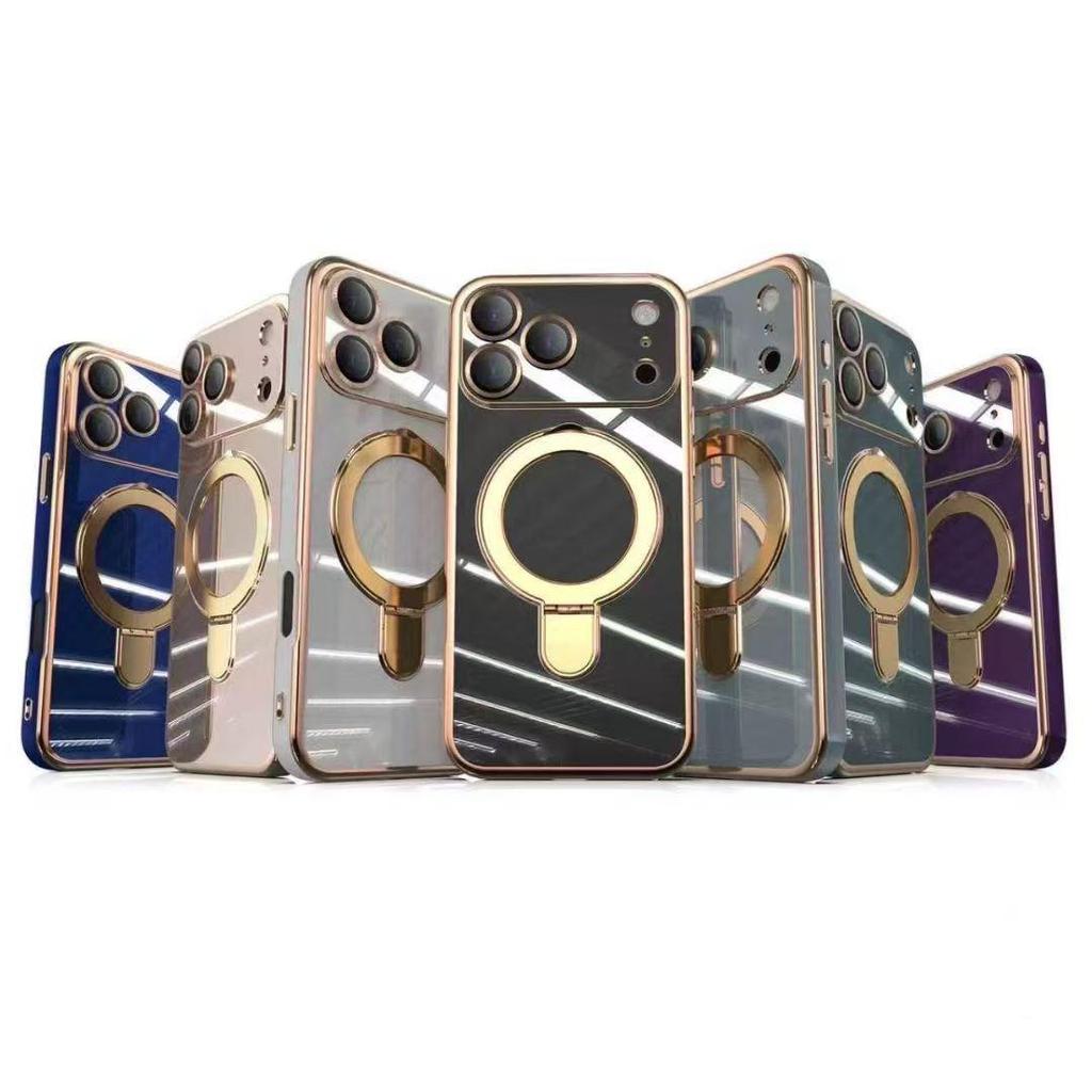 iPhone 17 Pivot Magnetic Case: Electroplated Solid Color, Full Coverage Anti-Fall Protective Case for Apple 16E/15 Pro.