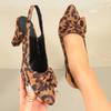 French Baotou Sandals Women's Summer 2026 New Shallow Leopard Print Pointed Bow Heels