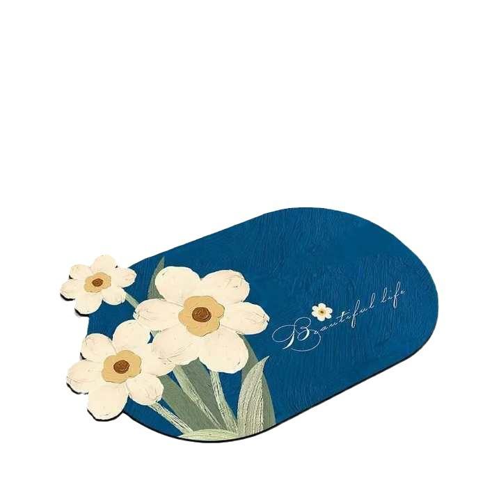 Three-dimensional Flower Bathroom Foot Mat Diatom Mud Mat Slip-resistant Moisture-wicking Toilet Door Mat Carpet Toilet Door Mat