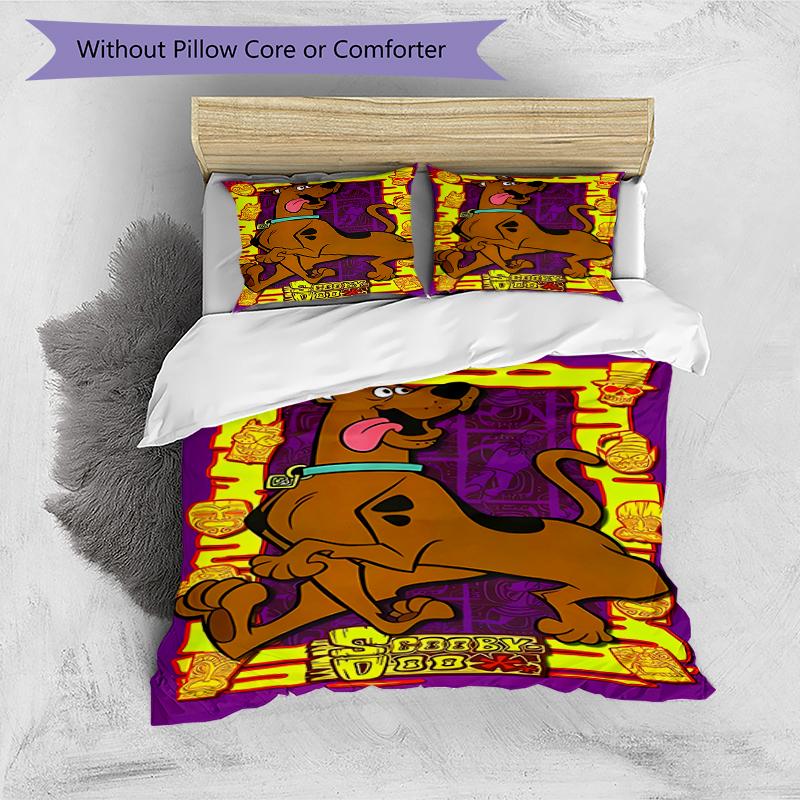 3pcs Scooby Doo pattern bedding set duvet cover set includes duvet cover &pillowcases, perfect all season bedroom decoration & gift