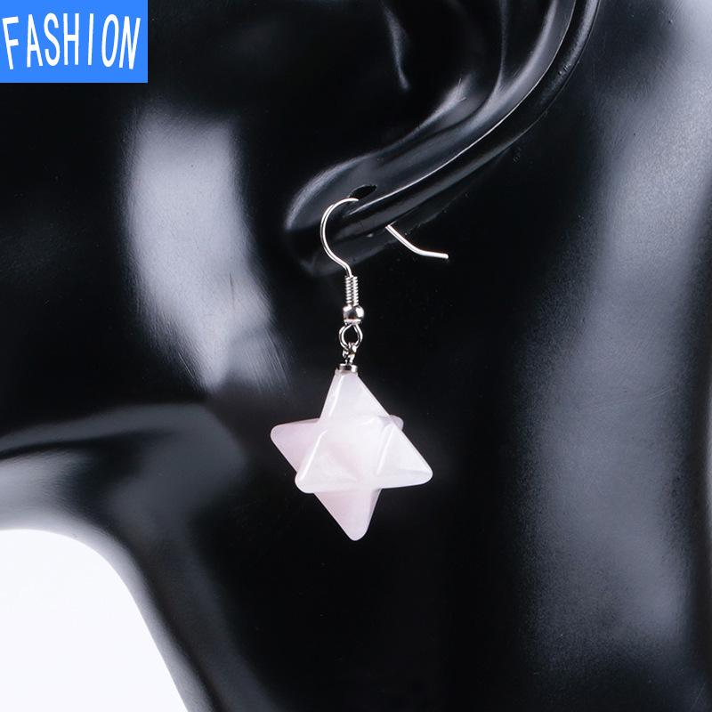 

Европейские и американские серьги Melkaba Energy, женские ювелирные изделия с натуральными кристаллами Merkaba, серьги с шестиконечной звездой rose quartz