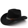 Retro Style Suede Western Cowboy Hat Woolen Jazz Top Hat Men and Women's Ethnic Style Autumn and Winter Felt Hat Big Eaves Hat
