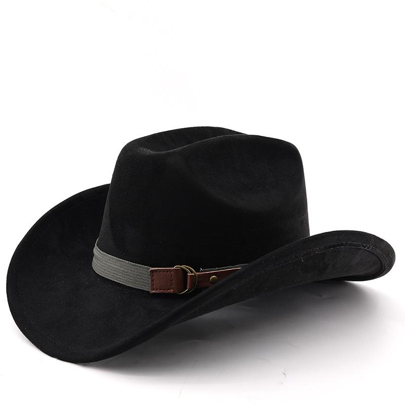Retro Style Suede Western Cowboy Hat Woolen Jazz Top Hat Men and Women's Ethnic Style Autumn and Winter Felt Hat Big Eaves Hat