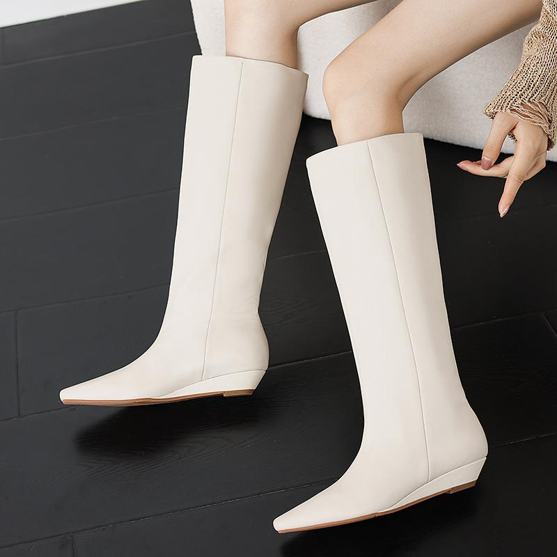 Fashion 2024 New Retro Women Boots Autumn Winter Slip-On Boots for Women Square Toe Basic Shoes Winter Modern Knee-high Boots