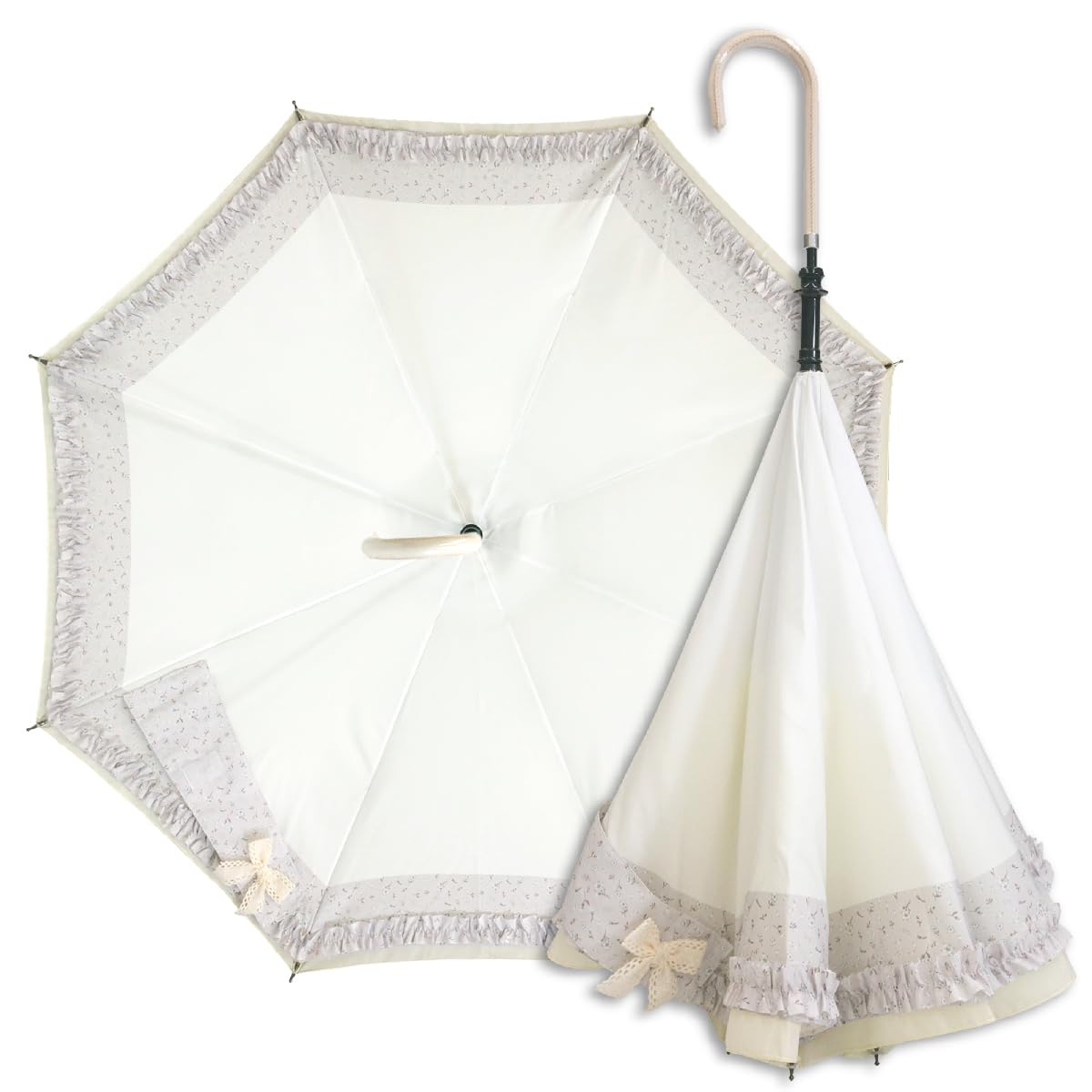 

saKASA Маленькая леди Зонт-наоборот с оборками и лентами для солнца и длинный перевернутый стоит, обратного сложения, остается УФ супер вода отличный милый