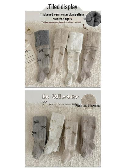 Girls' Fleece-Lined Footed Tights - Thick, Warm, Elastic & Anti-Pilling for Autumn/Winter