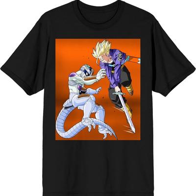 Unisex T-shirt Dragon Ball Z Trunks and Frieza Character Group Black Graphic Tee
