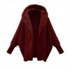 Moda Donna Giacca Felpa Larga Retro Calda Tinta Unita Manica Lunga con Cappuccio Larga in Pile di Peluche