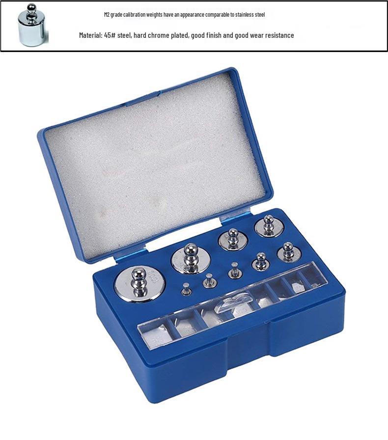 M2 Chrome Plated Calibration Weights Set for Electronic Scales: 5kg, 2kg, 1kg, 500g, 200g, 100g