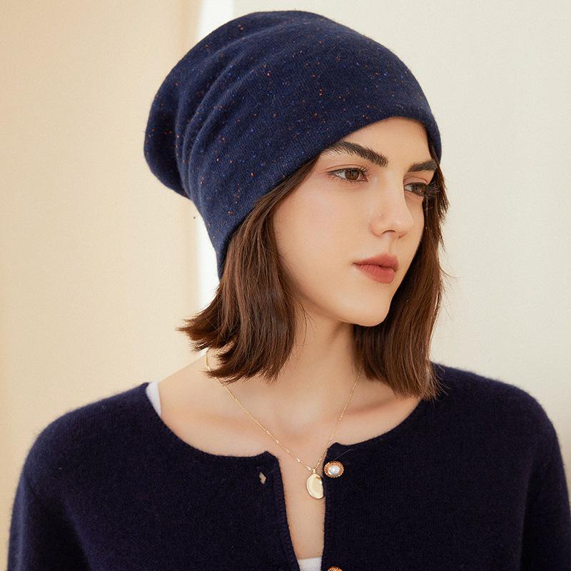 Women's 100% Pure Cashmere Hat: Warm, Double-Layered, New Color Yarn for Autumn and Winter.