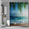 Jit1Pc Seaside Scenery Shower Curtain, High-End Elegant Bathroom Decoration Pattern
