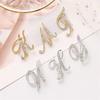 Minimalist Rhinestone Alphabet Brooch: Elegant Geometric Pin for Sweaters or Coats