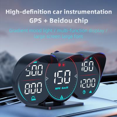 New G17 HUD GPS Heads Up Display LCD Speedometer Slope Meter Car Water Oil Temp Alarm Overspeed Diagnotstic Speed Meter
