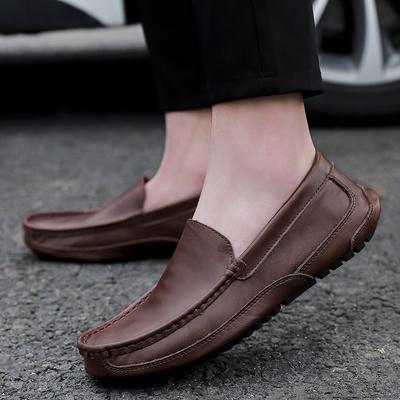 Fashion Men Casual Shoes Breathable Genuine Leather Men Loafers Business Office Shoes Men Moccasins Slip On Men's Shoe Big Size 47 48