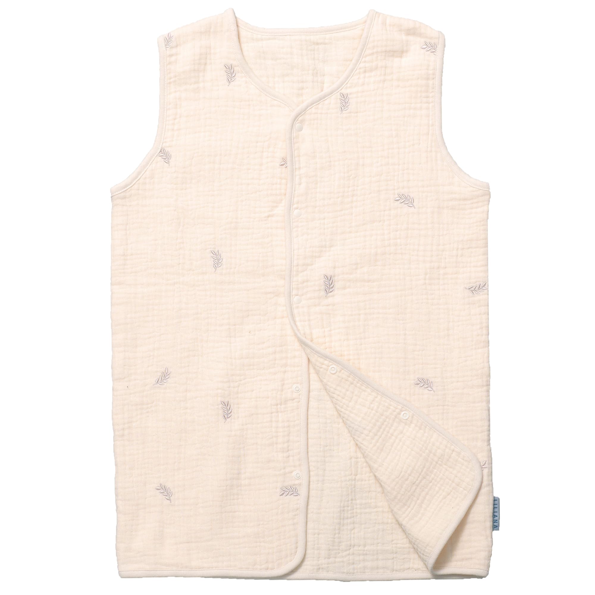 

LILIANA Prevents Colds While Baby Liliana Kids Sleeper, 120cm, Spring/Summer, 6-Layer Gauze, Sleeping, Gift, Ivory, Large, Leaf,