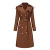Womens Long Cotton Trench Coat With Waist Cinching Fit Classic Notched Collar Office Chic Outerwear