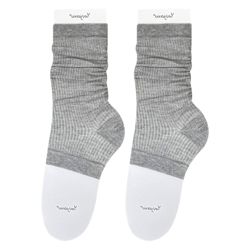 Summer Light And Breathable Half-Foot Socks, Girls' Gray Miu Ballet Style Stacking Foot-Stepping Flip-Flop Socks