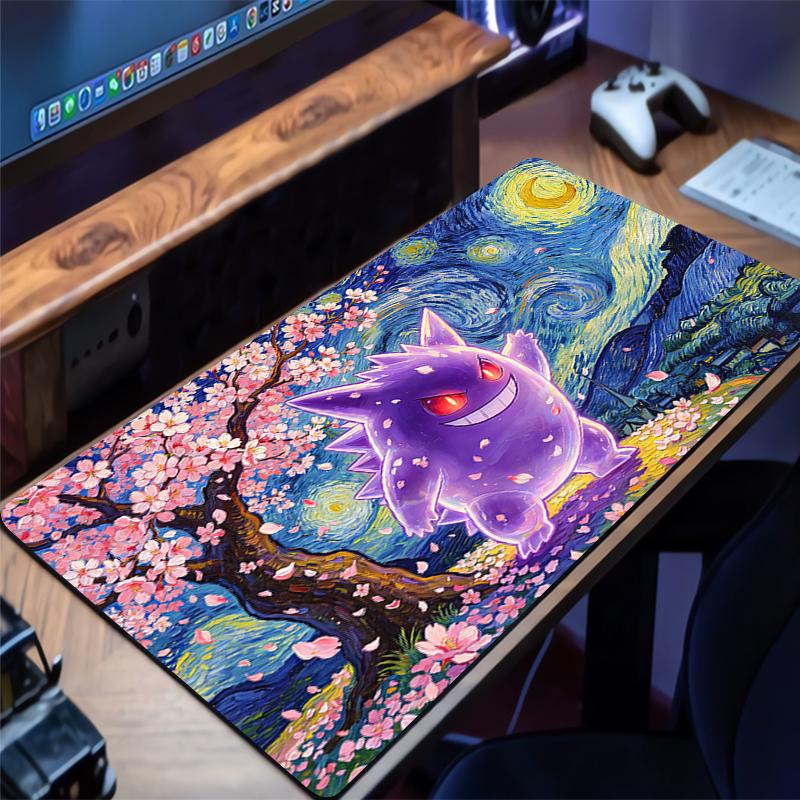 Mouse Pad Pokemon Pikachu Gengar Cherry Blossom PC Computer Gamer Rug Gaming Accessories Mousepad Keyboard Desk Mat Carpet