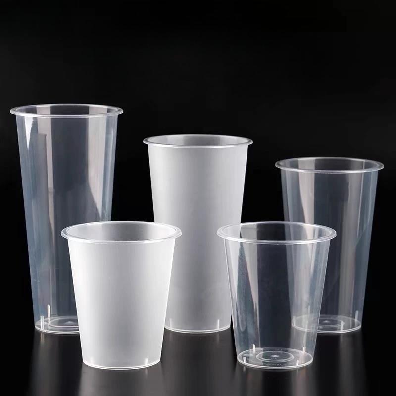 Thickened Plastic Transparent Cup Disposable Milk Tea Cupd Iced Coffee Latte Cold Drink Packaged Cup with Lid Hot and Cold Dual Use Drinking Utensils