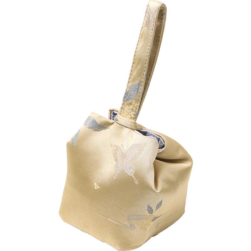 Chinese Brocade Tea Cup & Jewelry Storage Bag - Portable Thickened Pouch for Host Use & Buddhist Beads