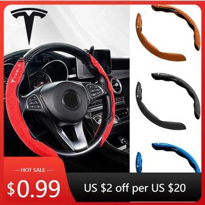 Car Sticker 2025 Hot Universal Non-Slip Suede Leather Car Steering Cover Anti Slip Steer Wheel Booster Cover For Model 3 M